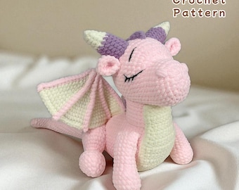 Dragon Crochet Pattern PDF, Amigurumi Sleeping Dragon Plush, Cute Stuffed Animal Pattern, Digital DIY Crochet Tutorial,Beginner Crochet