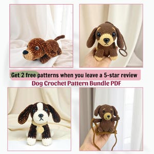 Dog Crochet Pattern PDF Bundle 4in1, Cute Amigurumi Puppy Plushies, Beginner Friendly Stuffed Toy Set, Instant Download