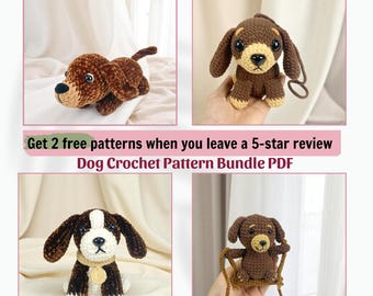 Dog Crochet Pattern Bundle 4in1: Amigurumi Puppy Plushies (PDF Download) Beginner Friendly