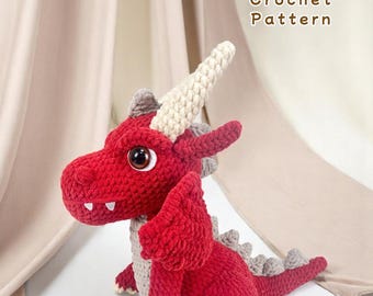 Fire Dragon Crochet Pattern: Amigurumi Plush Toy (PDF)