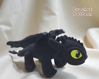 Patrón de crochet de dragón desdentado: Furia Nocturna Amigurumi (Descarga PDF)