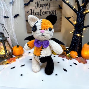 Halloween Cat Amigurumi Pattern, Cute Zombie Patch Cat Crochet Tutorial, Spooky Plush Gift