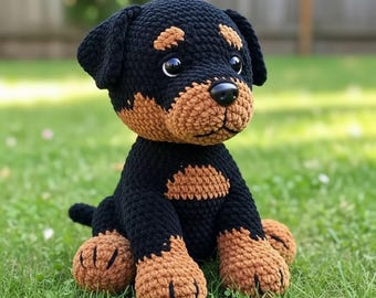 Dog Crochet Pattern, Rottweiler Crochet Pattern, Realistic Amigurumi Dog PDF, Puppy Plush Toy (Digital Download)