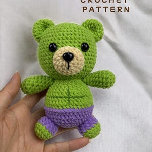 Crochet Bear Masked Hulk Pattern Hulk Crochet Pattern Bear Crochet Pattern in English US terms