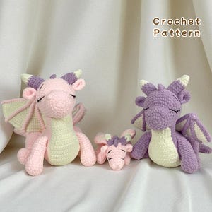 Dragon Family Crochet Pattern PDF Bundle 3in1, Amigurumi Sleeping Dragon Set, Plush Stuffed Animal Crochet Pattern, Digital DIY Download