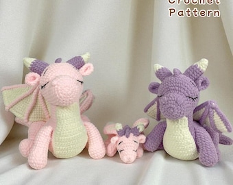 Dragon Family Crochet Pattern PDF Bundle: Amigurumi Sleeping Dragon Set (Digital Download)