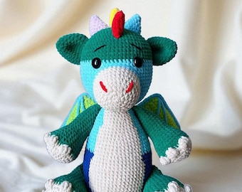 Rainbow Dragon Crochet Pattern PDF: Amigurumi Plush Toy Tutorial