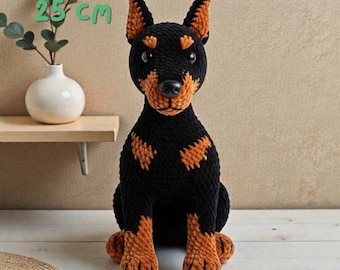 Dog Crochet Pattern, Doberman Dog Crochet Patterns, Easy Beginner Crochet Amigurumi Animal Pattern PDF