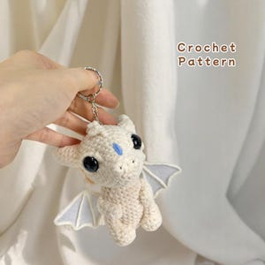 Ice Dragon Crochet Pattern: Amigurumi Plush Keychain (PDF)