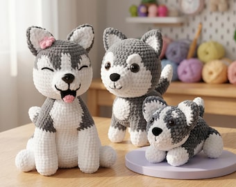 Husky Crochet Pattern PDF, Cute Amigurumi Husky Dog Tutorial, Siberian Husky Plush Crochet Pattern, Buy 1 Get 2 Free After 5-Star Review