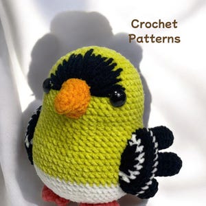 Crochet Goldfinch Pattern PDF, Bird Crochet Pattern, Goldfinch Amigurumi, Instant Download PDF.