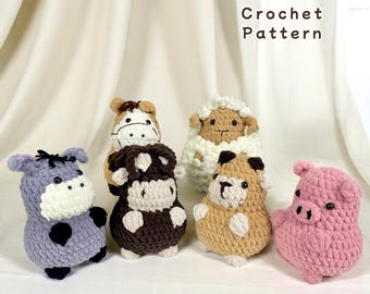 Farm Animals Crochet Pattern Bundle: No-Sew Amigurumi (PDF)