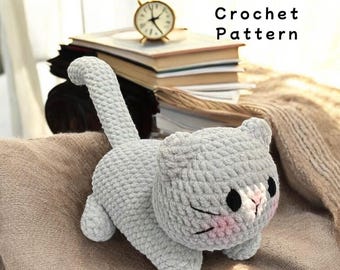 Gray Cat Amigurumi Crochet Pattern: Beginner Friendly Plush Toy (PDF)