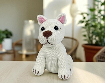 Amigurumi Crochet Dog Pattern Bundle: White Pitbull (PDF Pattern) Beginner Friendly
