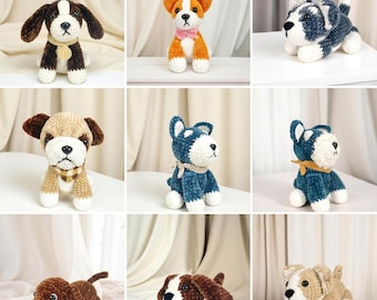 Dog Crochet Pattern Bundle: Amigurumi Puppy Plush Set (PDF Download)