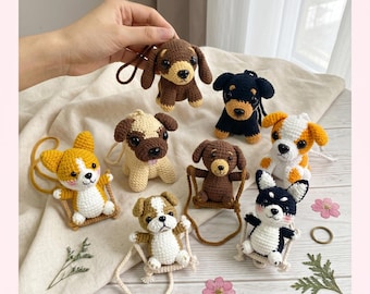 Hanging Dog Crochet Pattern Bundle: Amigurumi Puppy Car Charms (PDF Pattern)