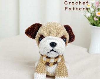 Bulldog Crochet Pattern: Velvet Amigurumi Puppy Plush Toy (PDF File)