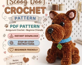 Cartoon Puppy Crochet Pattern PDF, Cute Brown Dog Amigurumi Tutorial, Handmade Plush Gift