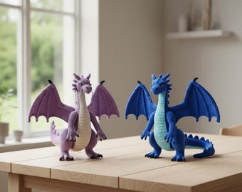 Dragon Crochet Pattern Bundle, Blue & Purple Dragon Amigurumi Patterns, Fantasy Dragon Plush Crochet PDF, Crochet Dragon Toy Set