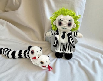 Halloween Crochet Pattern PDF: Striped Suit Doll, Creepy Amigurumi (30cm)