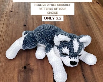 Buy 1 Get 2 FREE Crochet Patterns – Husky Amigurumi Pattern – Free Bonus Patterns – Digital Download