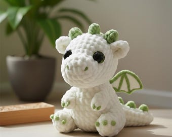 White Dragon Crochet Pattern, Amigurumi Plush Toy, Fantasy Animal PDF (8 inches)