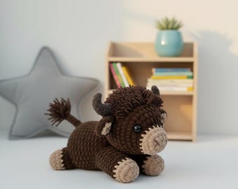 Buffalo Crochet Pattern, Farm Animal Amigurumi PDF, Beginner Plush Toy Instructions