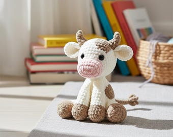 Cute Cow Crochet Pattern PDF, Amigurumi Farm Animal Plush Toy, Easy DIY Stuffed Calf Tutorial, Beginner Friendly Handmade Gift Idea