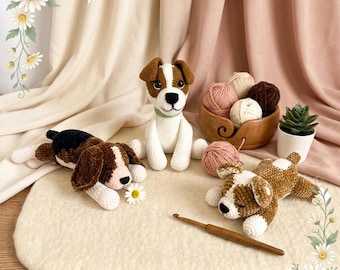 Dog Crochet Pattern PDF Bundle 4in1: Amigurumi Puppy Plush Toys (Digital Download)