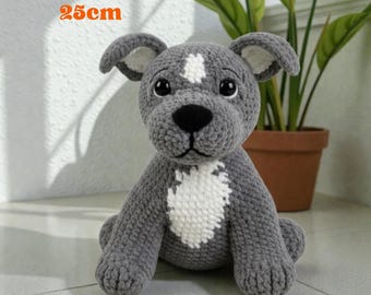 dog crochet pattern, grey dog crochet patterns, crochet amigurumi animal,sitting dog amigurumi, easy beginner crochet (PDF Patterns)