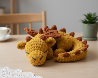 Crochet Dragon Pattern, Sleeping Amigurumi Plush PDF, Fantasy Animal Toy (Digital Download)