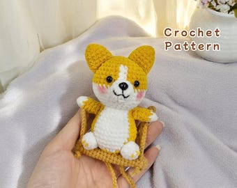 Corgi Amigurumi Crochet Pattern: Swing Dog Car Charm (PDF Pattern)