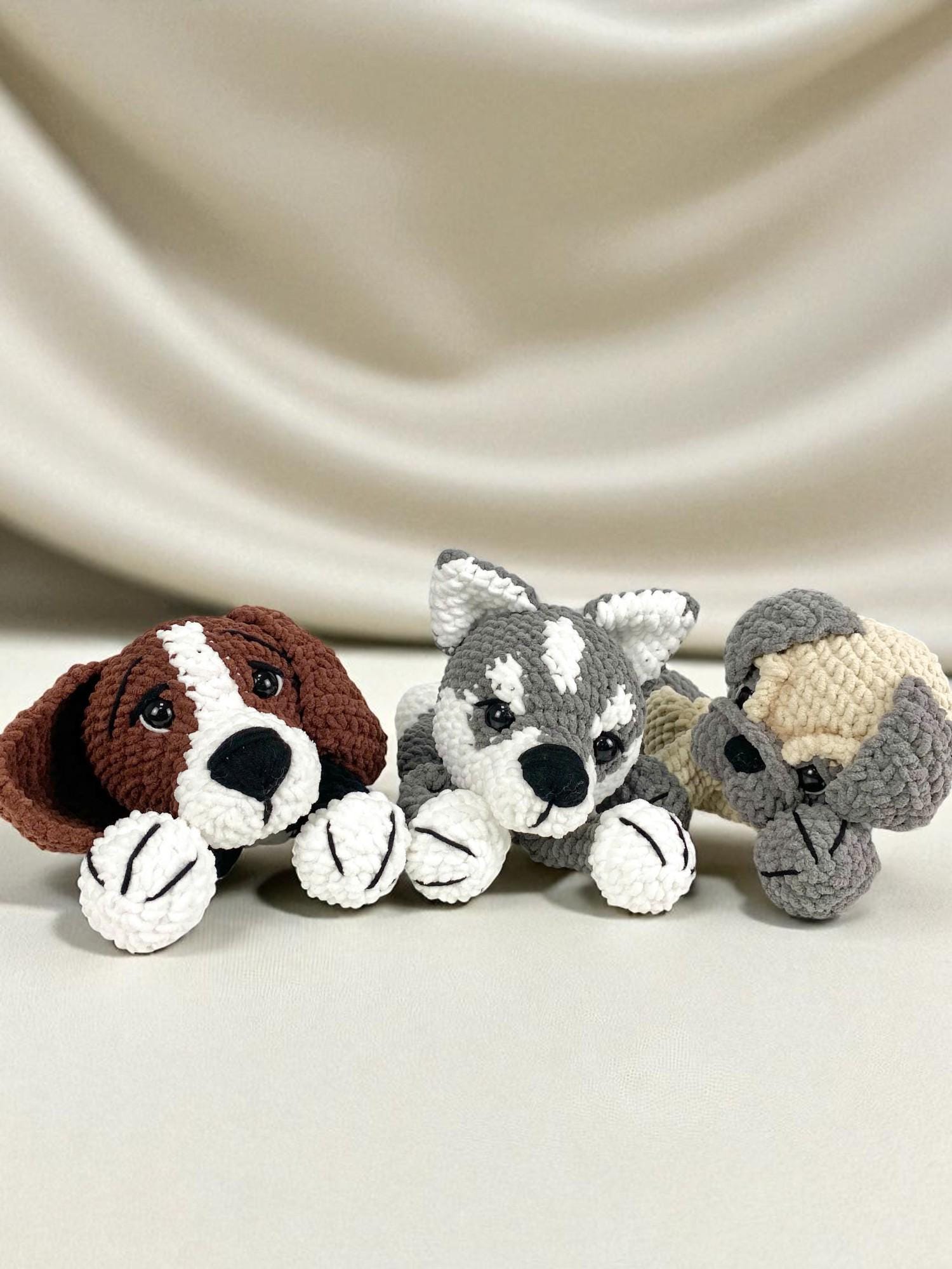 手作り　犬のぬいぐるみ 犬の編みぐるみかぎ針編みパターンバンドル：6in1ぬいぐるみセット