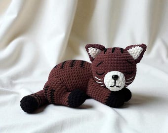 Sleeping Cat Crochet Pattern: Amigurumi Kitty Plush Toy (PDF Download)