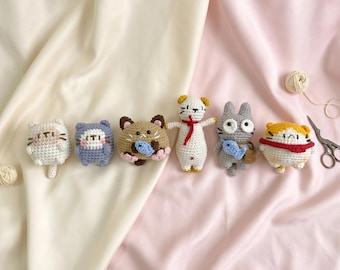 Cat Crochet Pattern Bundle: 6 Amigurumi Kitty Plush Toys (PDF Digital Download)