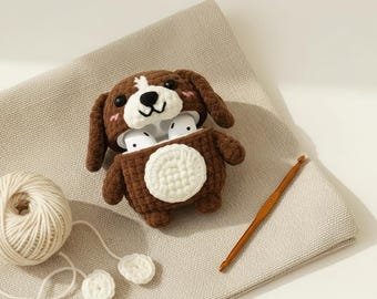 Beagle AirPods Pro Crochet Case Pattern PDF, Dog AirPods Case Amigurumi, Easy Beginner Crochet Pattern, Cute Puppy Earbuds Cover
