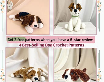 Hund Häkelanleitung PDF Bundle 4in1: Amigurumi Welpe Plüschtiere (Digitaler Download)