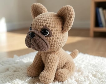 French Bulldog Crochet Pattern – Amigurumi Dog PDF, Beginner Plush Toy (Digital Download)