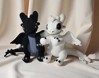 Toothless & Light Fury Crochet Pattern: Dragon Amigurumi Couple (PDF Pattern)