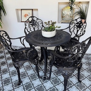 Ironwork-Look Plastic Table and Chair Set, Outdoor Dining