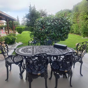 Ironwork-Look Plastic Outdoor Dining Set, Garden & Balcony