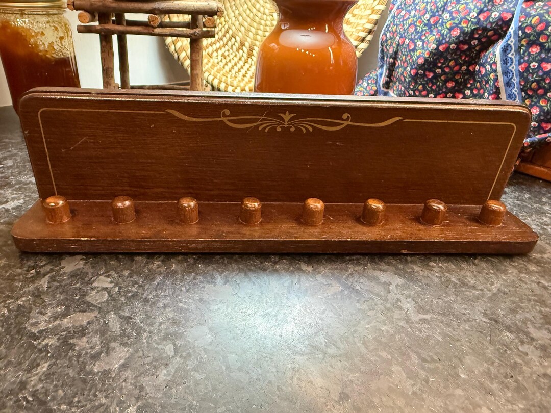 Thumble Rack Vintage 1970s Wooden Thimble Display Rack – 8-peg Sewing Collectible ...