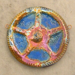 Raku Steampunk Pendant Quintuple Large Gear image 1