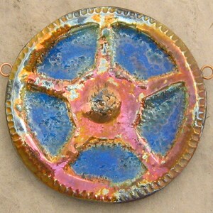 Raku Steampunk Pendant Quintuple Large Gear image 4