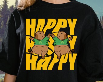 Funny Capybara PNG Bundle: "Happy Happy" T-Shirt Design (Digital Download