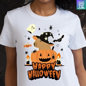 Capybara Witch PNG - Halloween Animal Art - &quot;Happy Halloween&quot; Printable