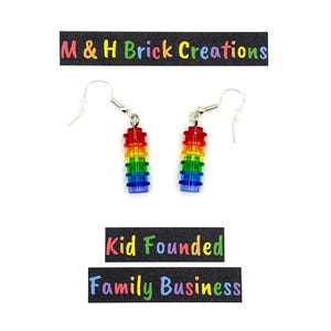 Pendientes de bloques circulares arcoíris - Hechos con piezas LEGO®