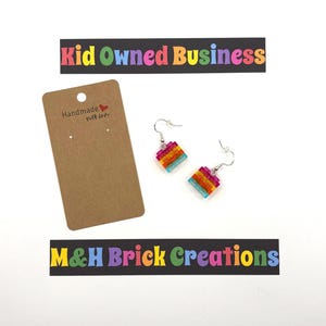 Carnival Colors Crystal Block Earrings - Made From LEGO® Bricks