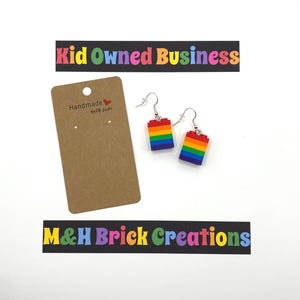 Solid Happy Rainbow Block Earrings - Made From LEGO® Bricks