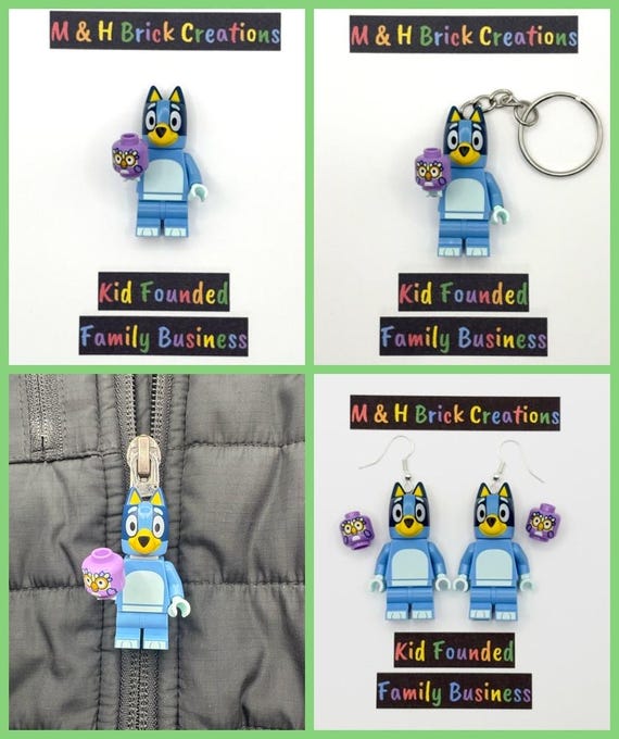 Bluey Minifigure With Chattermax - Plain, Keychain, Zipper Pull or